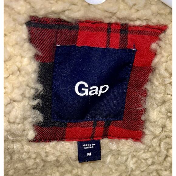 Men's GAP red‎ and black vest with faux shearling WARM SZ MEDIUM - Picture 6 of 10